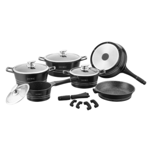 Cookware Master Collection – Die Cast Alu – 14Pcs – SHINY BLACK – Royalty Line