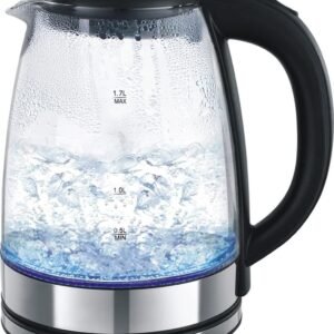 Water Glass Kettle with Blue LED Lighting – 1.7 Liter – 2200W – Stainless Steel- Royalty Line