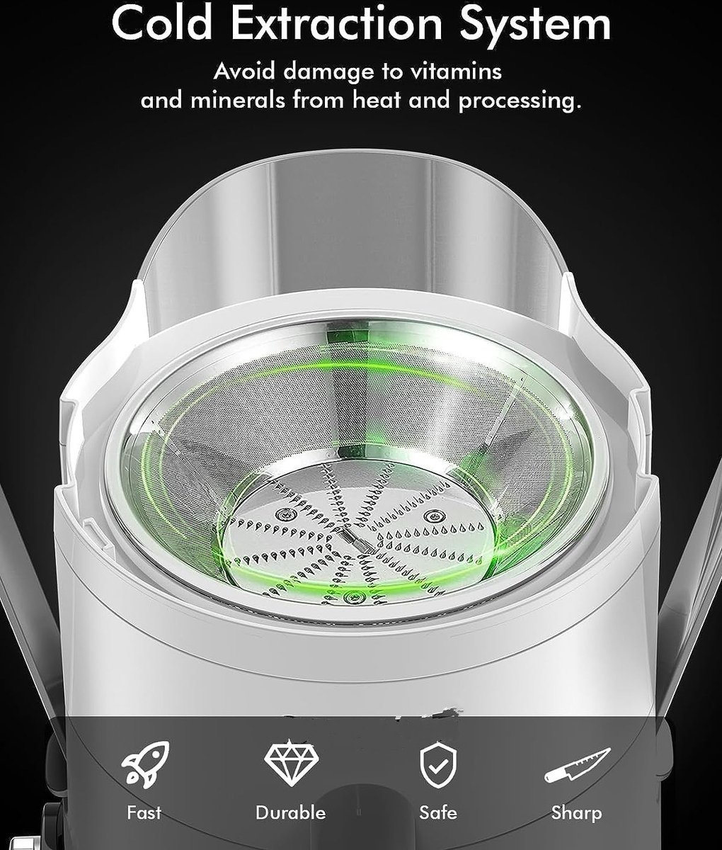 Juicer for Vegetables & Fruit - 0.6 L Cup & 1 Liter Pulp Reservoir - 3 Speeds - 450W - Black - Royalty Line - Image 11