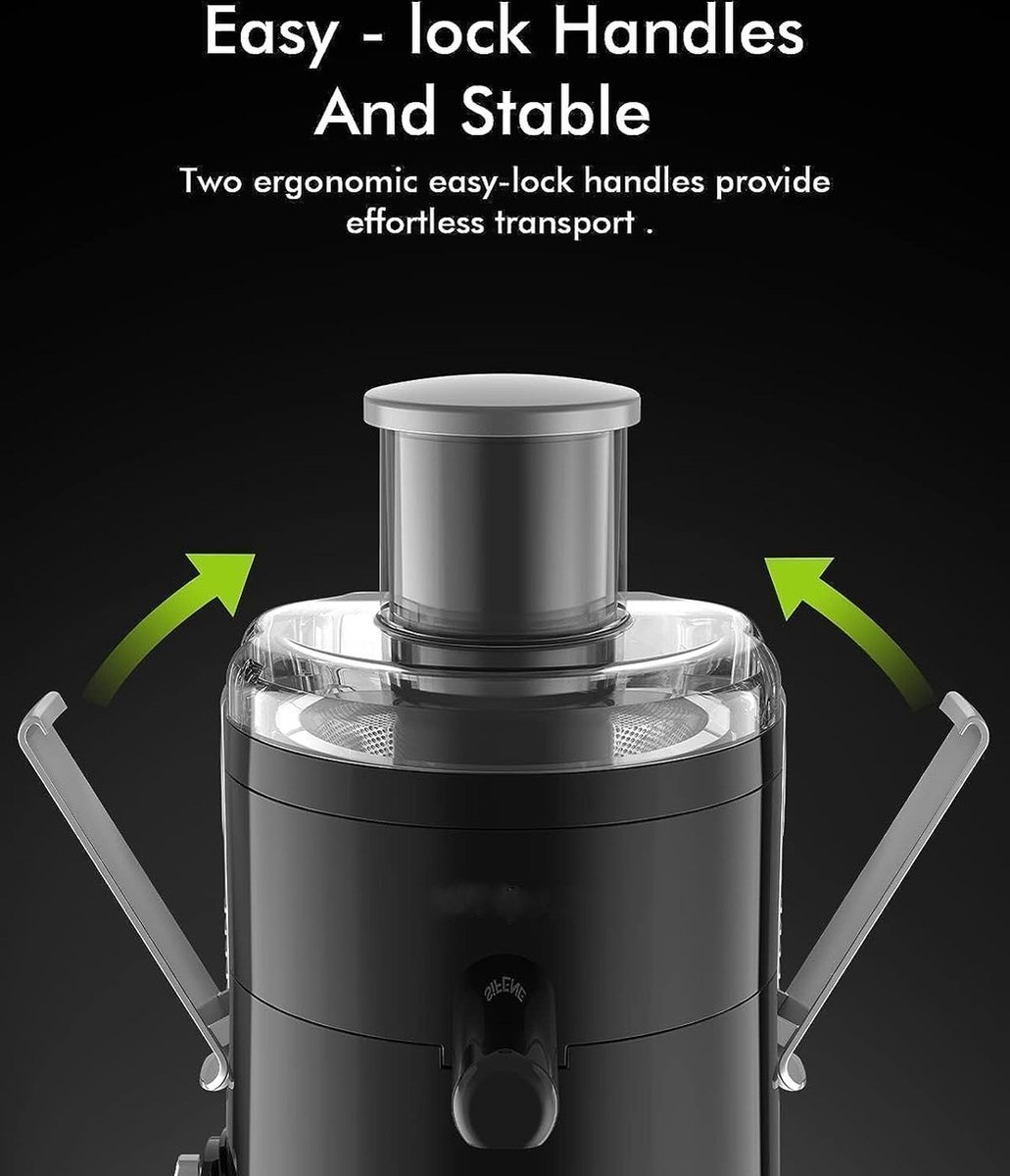 Juicer for Vegetables & Fruit - 0.6 L Cup & 1 Liter Pulp Reservoir - 3 Speeds - 600W - Stainless Steel - Black - Royalty Line - Image 13