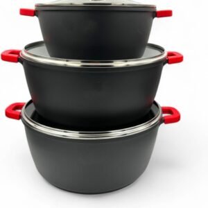 Casserole SET – Die Cast – Non Stick Greblon Marble Coated – 36cm/40cm/44cm – Royalty Line