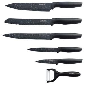 Knife Set – Non-stick coating – 6pcs – Black – Royalty Line