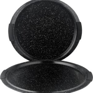 Pizza Pan For Oven – 2pcs – Ø 36/41 cm – With Cold Handles – Non-stick Marble Coating – Black – Royalty Line