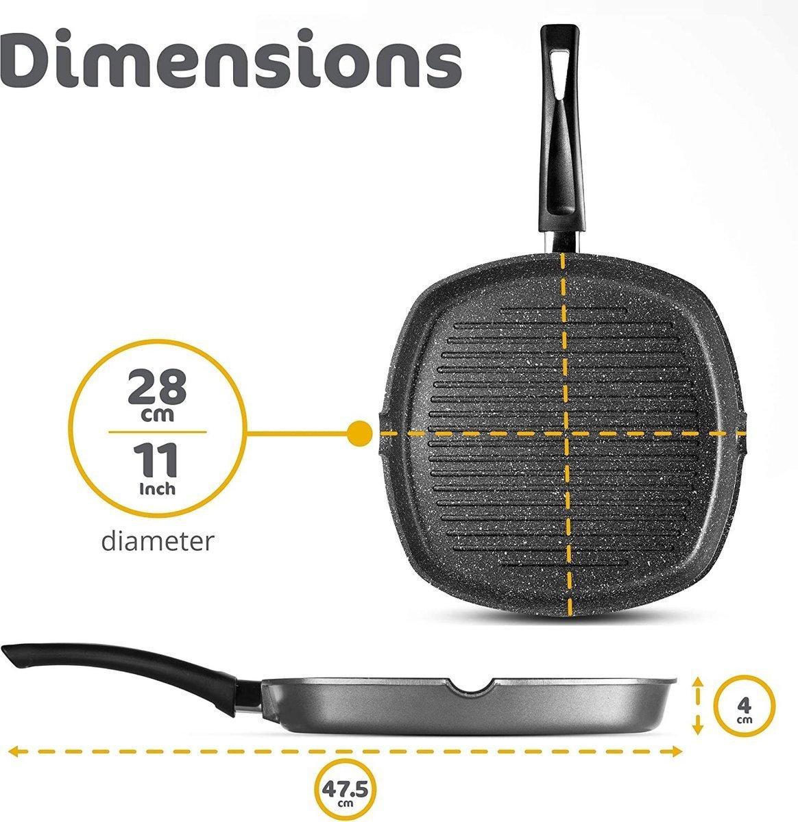 Grill Plate - Die Cast Non Stick Greblon Coated - 28 cm - Royalty Line - Image 13