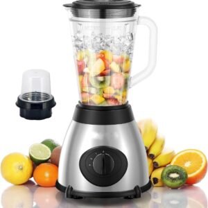 Blender – Smoothie Maker With Coffee/Bean/Spice Grinder – 800W – 1.5 Liter – 3 Speeds – Glass Jug – Stainless Steel – Royalty Line