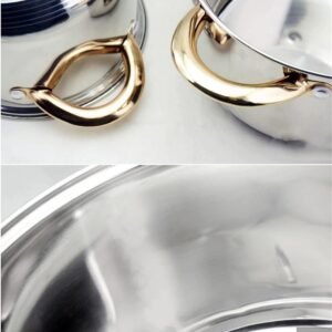 Cookware Set – Stainless Steel- 12Pcs – Gold Handles – Royalty Line