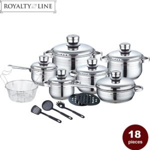 Cookware Set – Stainless Steel- 18Pcs – Royalty Line