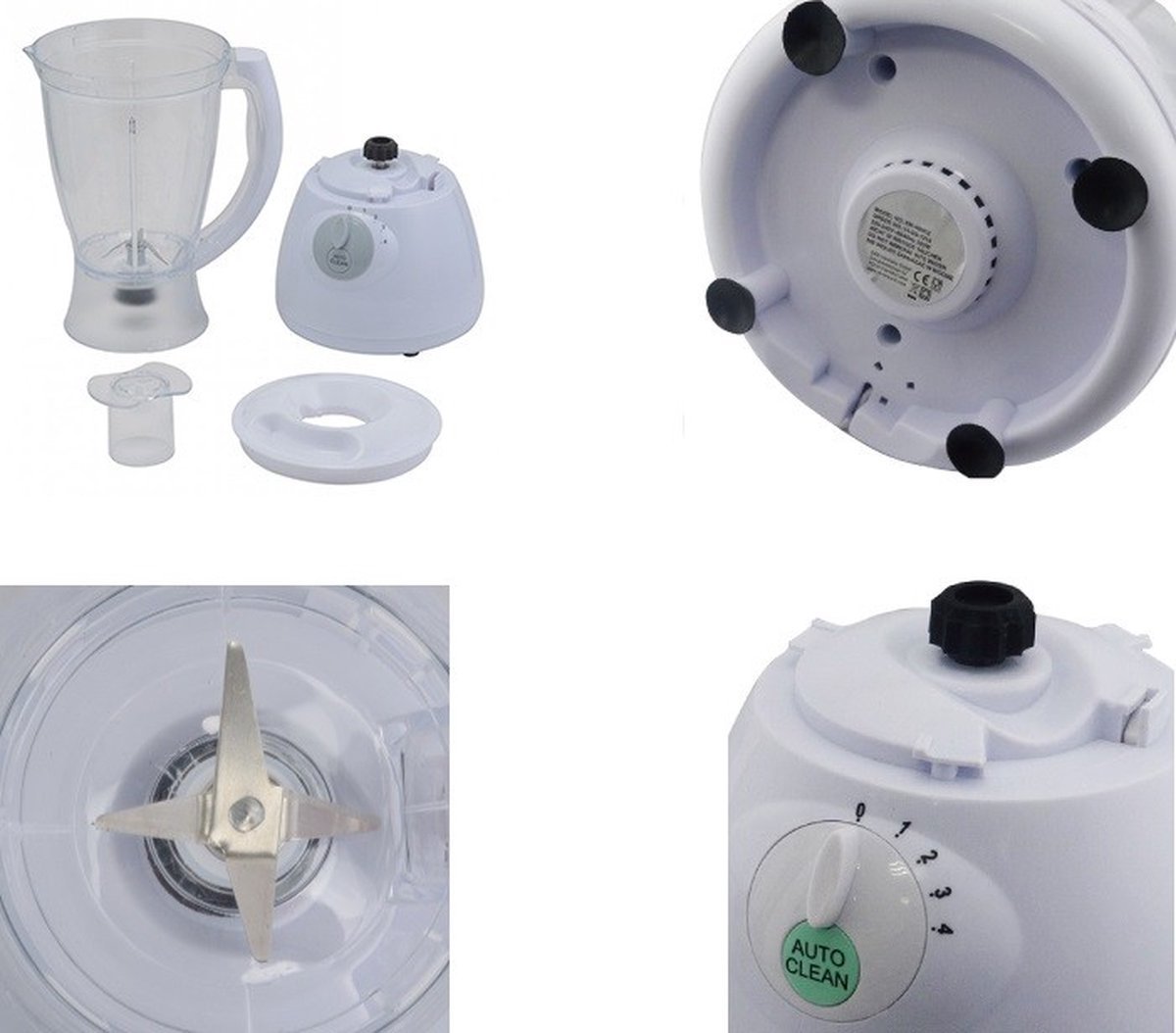 Blender - Smoothie Maker with Coffee/Bean/Spice Grinder - Smoothie Maker - 1.5L - 500W - 4 Speeds - White - Royalty Line - Image 8