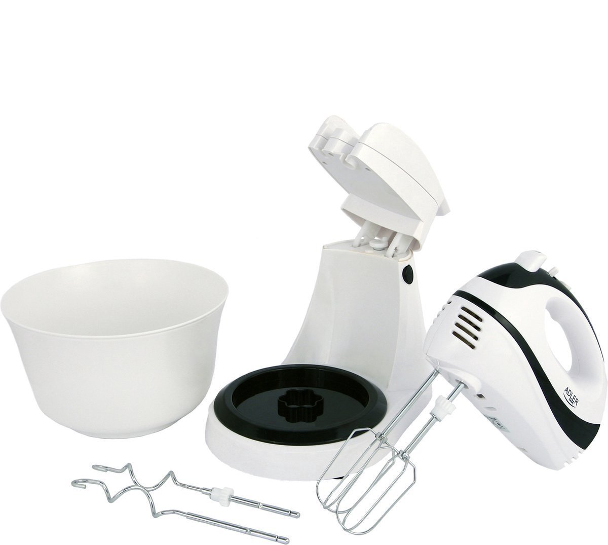 Hand Mixer with Mixing Bowl 2.5 L - 2 in 1 Kitchen Mixer with Beaters and Dough Hooks - 300W - White/Purple - Royalty Line - Image 5