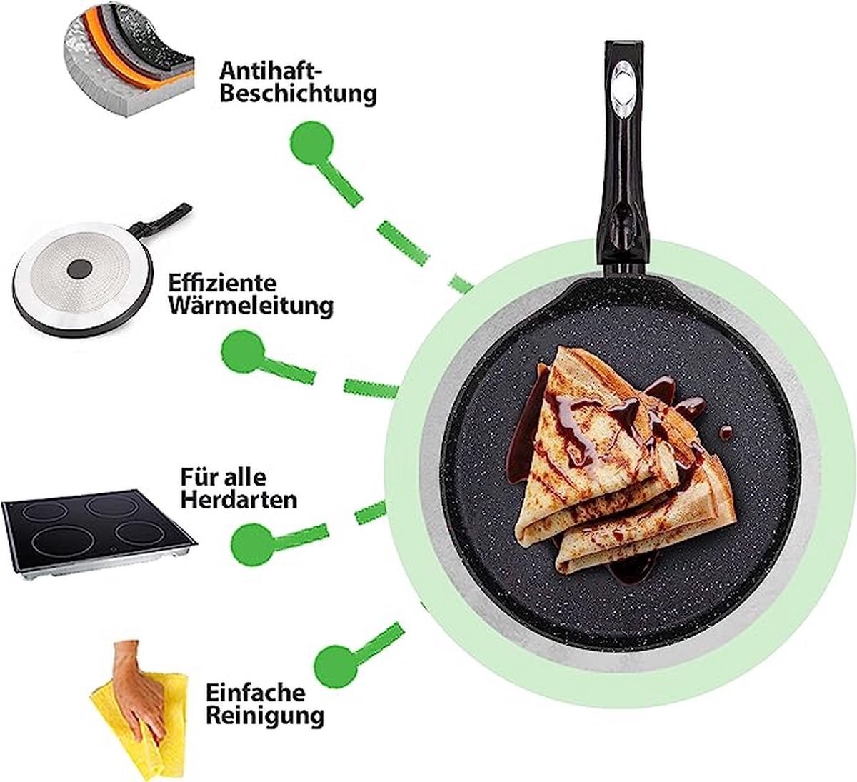 Pancake Frypan - Die Cast - Non Stick Greblon Marble Coated - 24 cm - Royalty Line - Image 4