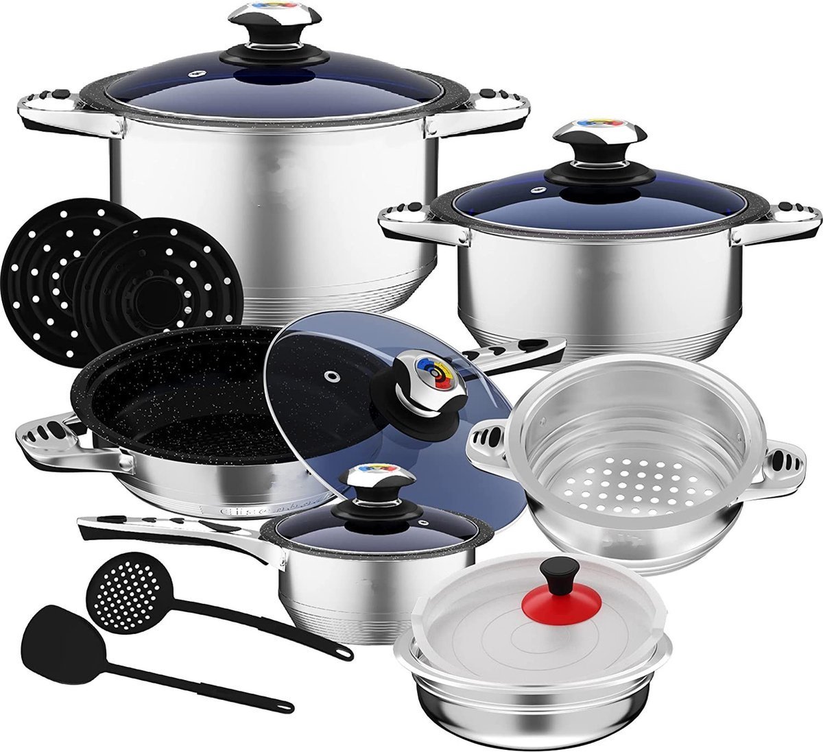 Cookware Set - Stainless Steel- 16Pcs- Glass Lid - Royalty Line - Image 7