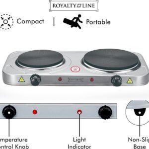 Electric Hob – 2 Burners/Cooking Zones – 1000W + 1500W – Ø155 + 185mm – Stainless Steel