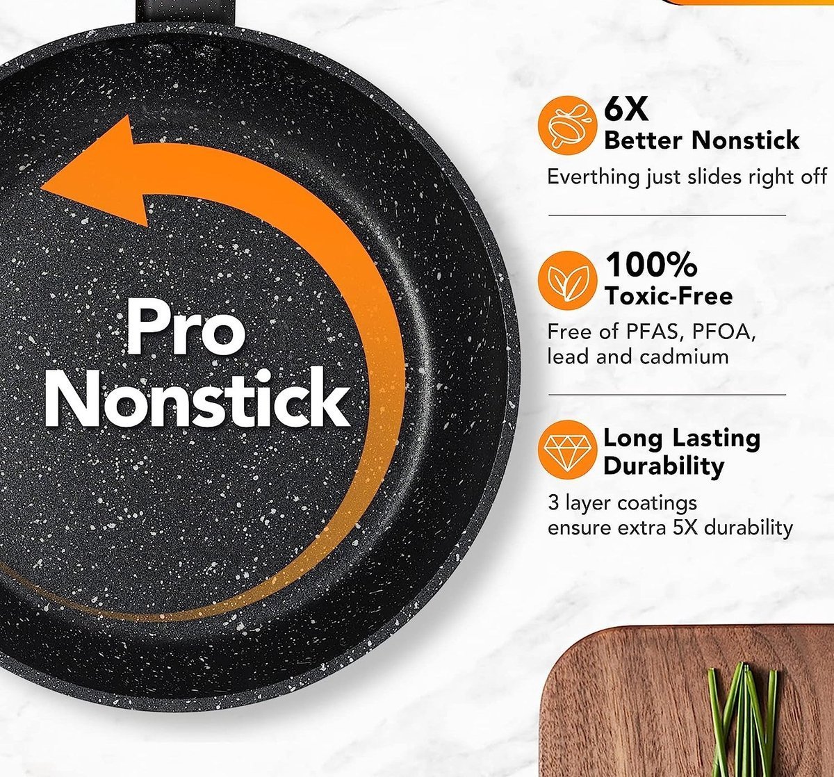 Sauce Pan Set- Non Stick Marble Coating - 4 Pcs - BLACK - Royalty Line - Image 7