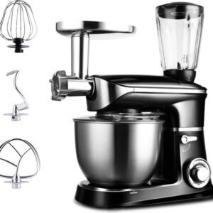 Planetary Mixer With Blender, Meat Grinder, Whisk, Dough Hook, Mixing Hook – 1900W – 6.5 Liters – Black – Royalty Line