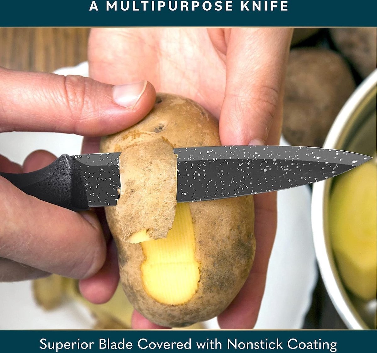 Knife Set - Non-stick coating - 6pcs - Black - Royalty Line - Image 8