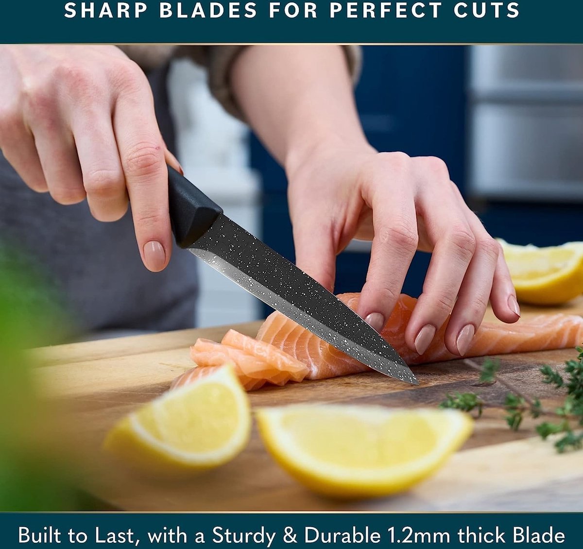 Knife Set - Non-stick coating - 6pcs - Black - Royalty Line - Image 11