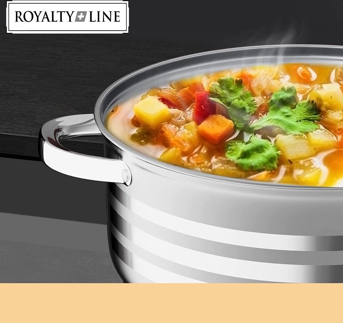 Pots Wide Sets - Stainlees Steel Stock - 8PCS - 4/5/7/9 L - Royalty Line - Image 3