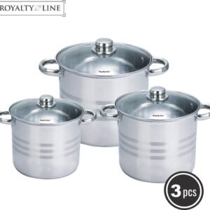 Pots Deep Sets – Stainlees Steel Stock – 6PCS – 11/13/16 L – Royalty Line