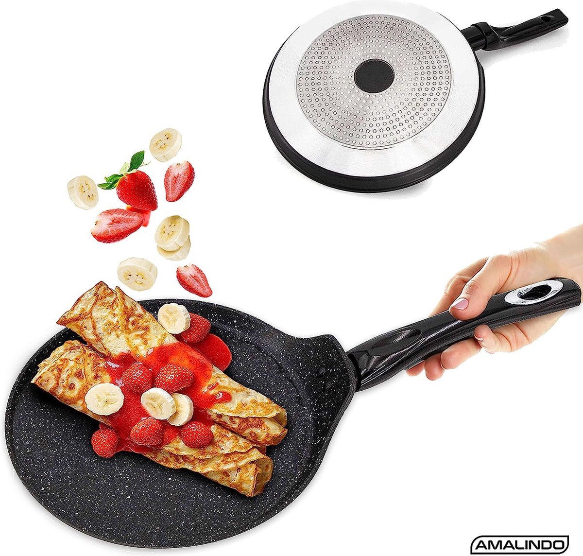 Pancake Frypan - Die Cast - Non Stick Greblon Marble Coated - 24 cm - Royalty Line - Image 5