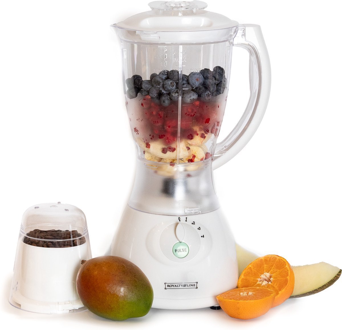 Blender - Smoothie Maker with Coffee/Bean/Spice Grinder - Smoothie Maker - 1.5L - 500W - 4 Speeds - White - Royalty Line - Image 9