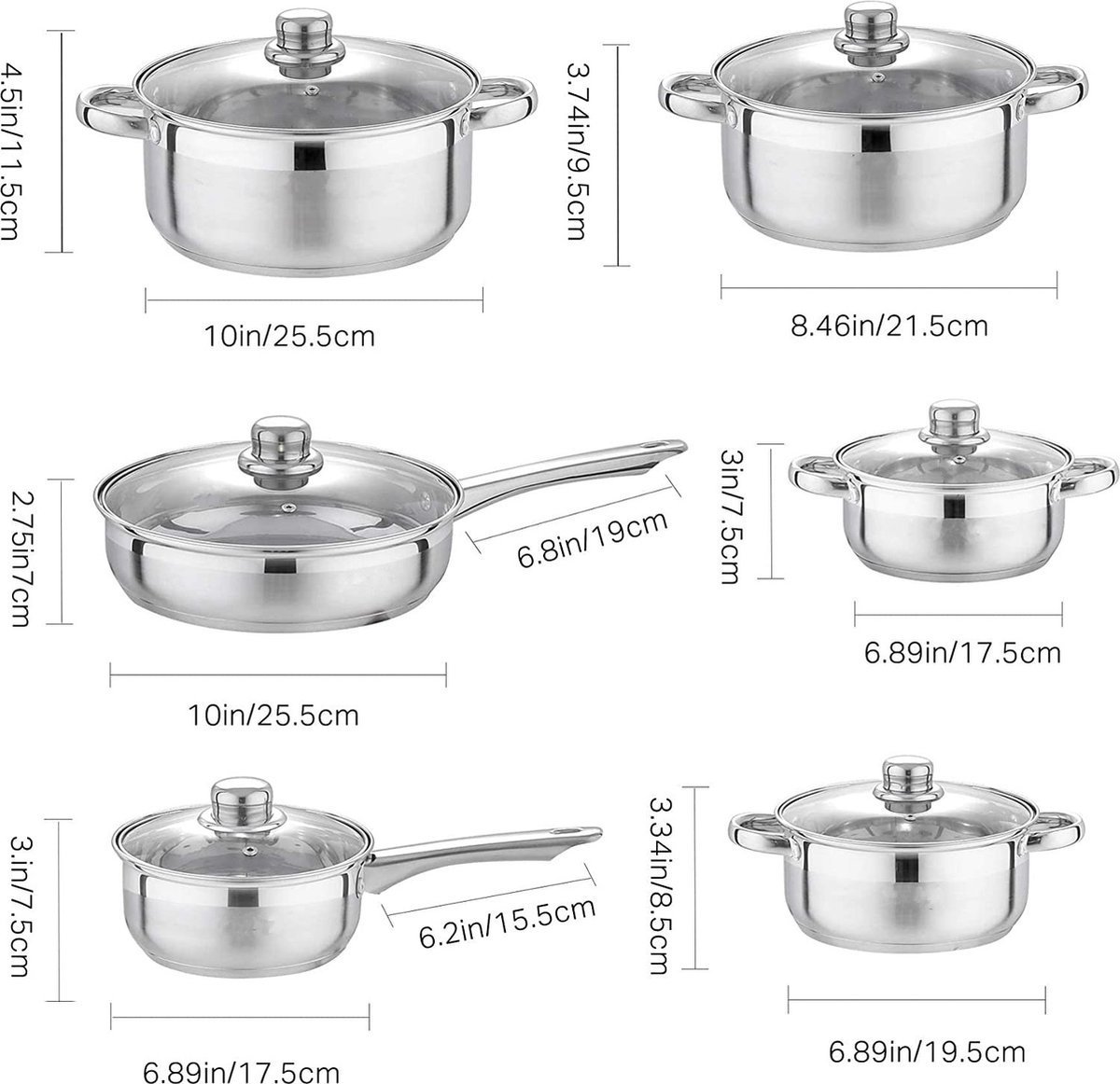 Cookware Set - Stainless Steel- 12Pcs - Royalty Line - Image 13