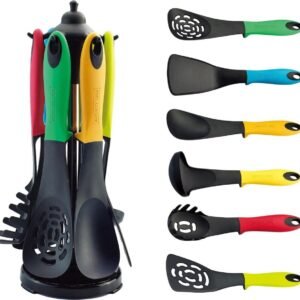 Kitchenware Set Multi Colors – 6 Piece Cookware Set – BPA-Free – Cooking – Hangable – Heat Resistant – With Carousel – Kitchenset – Royalty Line