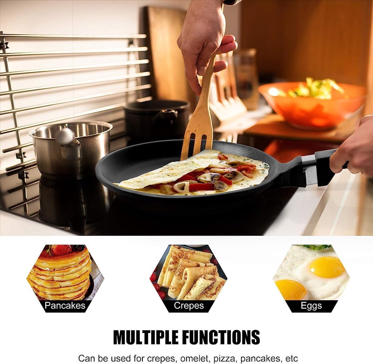 Pancake Frypan - Die Cast - Non Stick Greblon Marble Coated - 24 cm - Royalty Line - Image 6