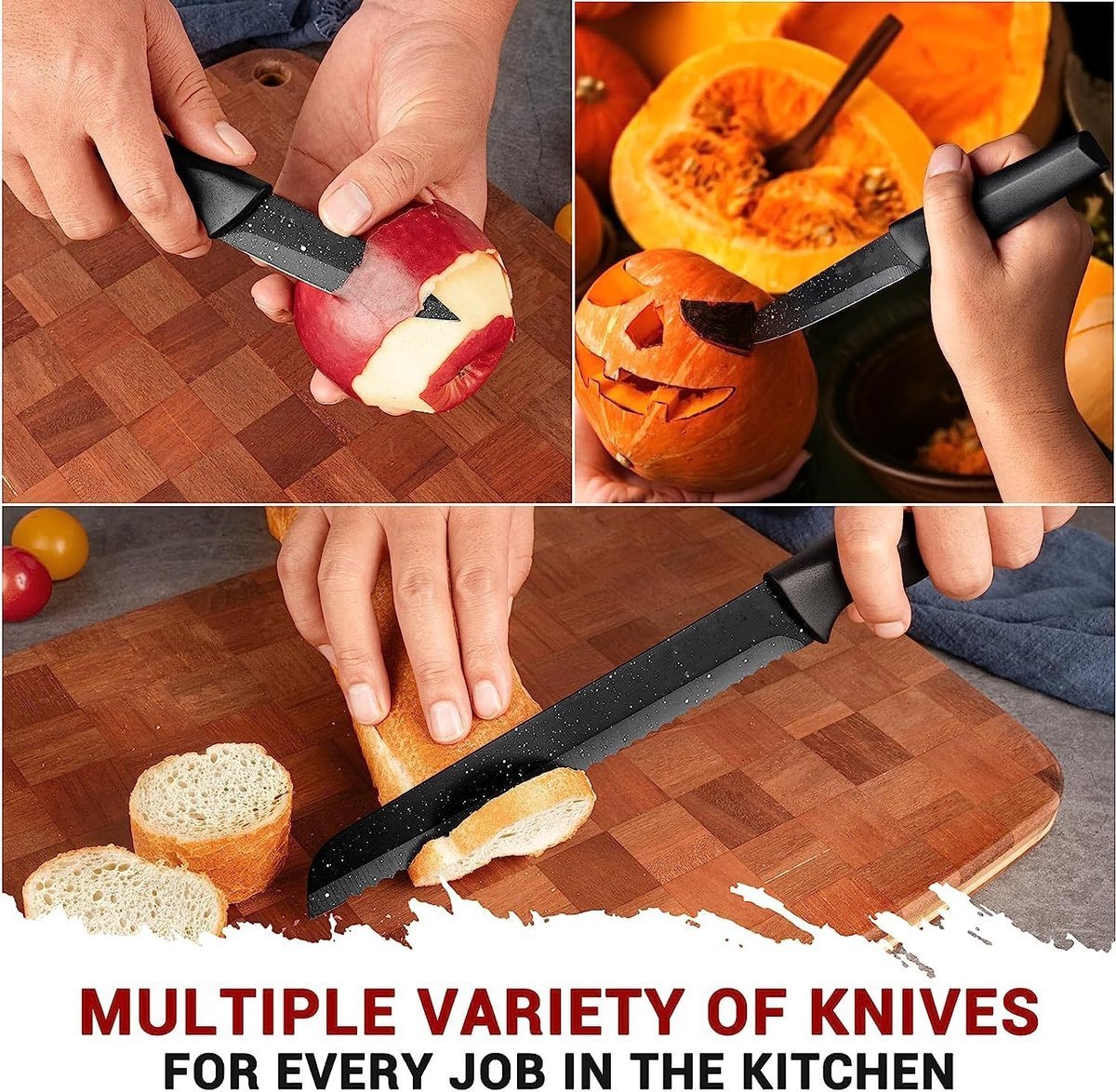 Knife Set - Non-stick coating - 6pcs - Black - Royalty Line - Image 14