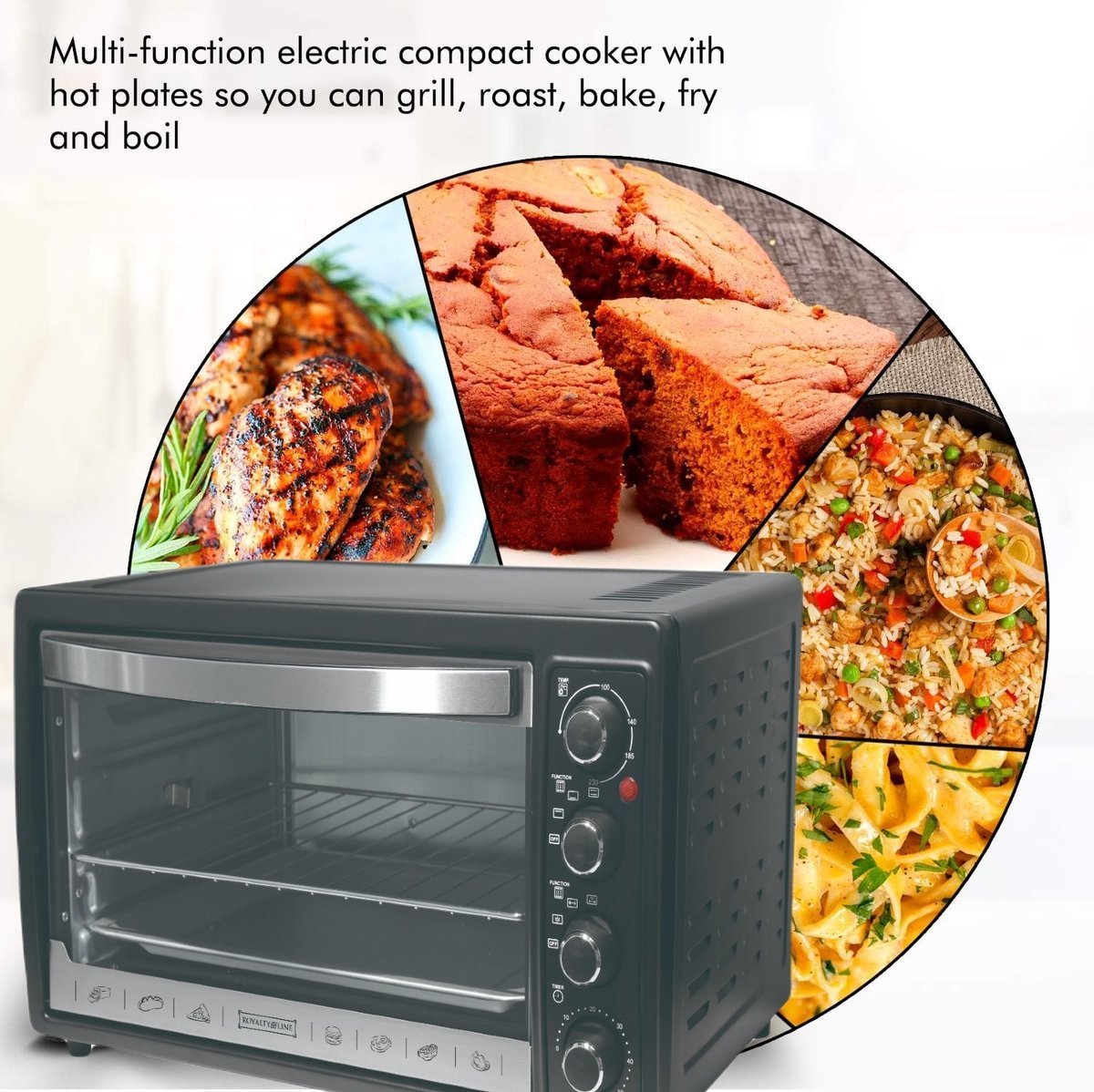 Mini Oven - 48 Liters - 2000W - Timer - 6 Programs - Black - Royalty Line - Image 13