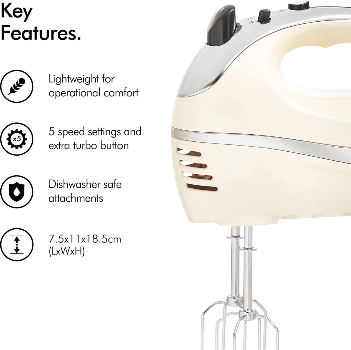 Hand Mixer - 300W - Mixer & Beaters & Whisk - Mixers - White / Purple - Royalty Line - Image 6