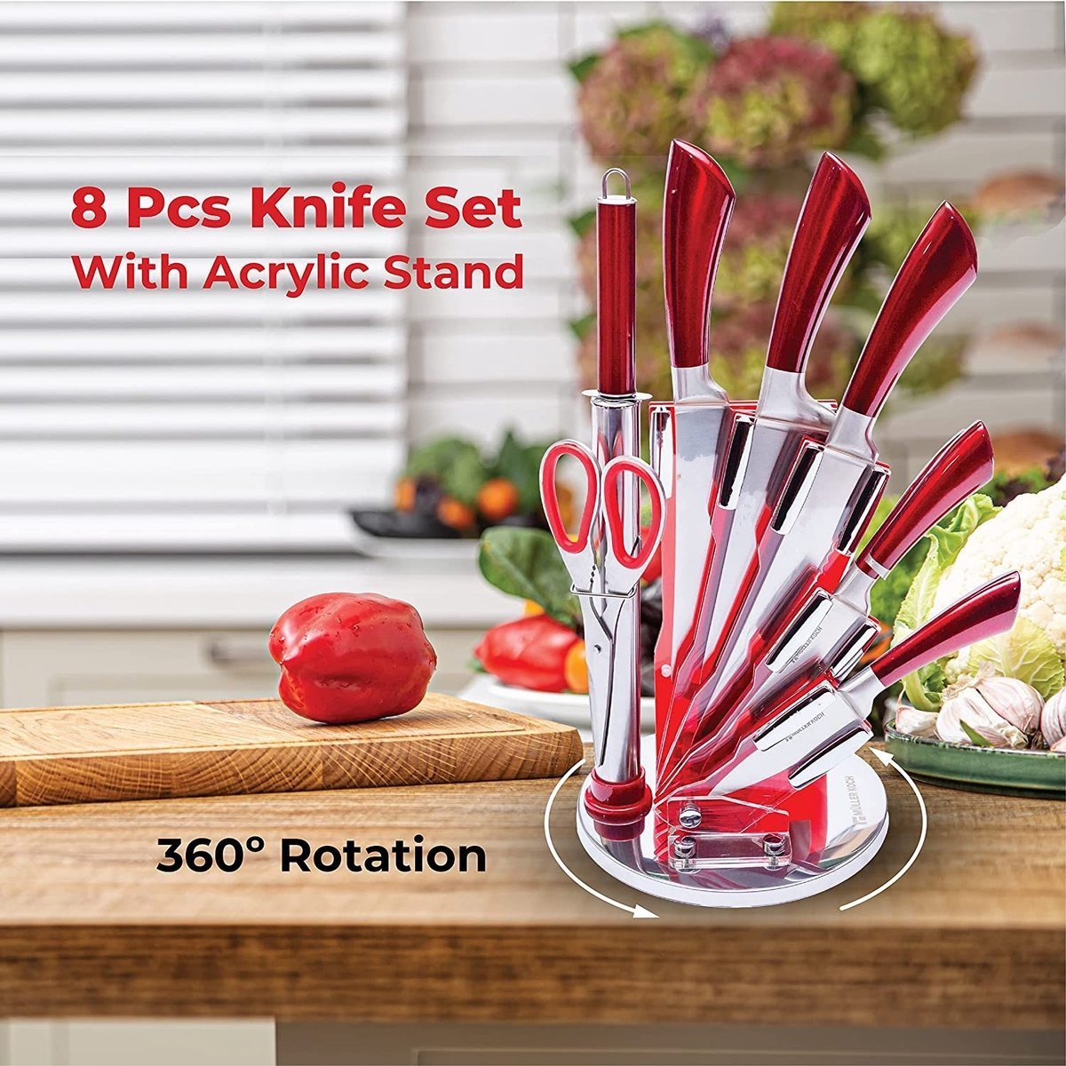 Luxury Knife Set - 8pcs - Red - Royalty Line - Image 4