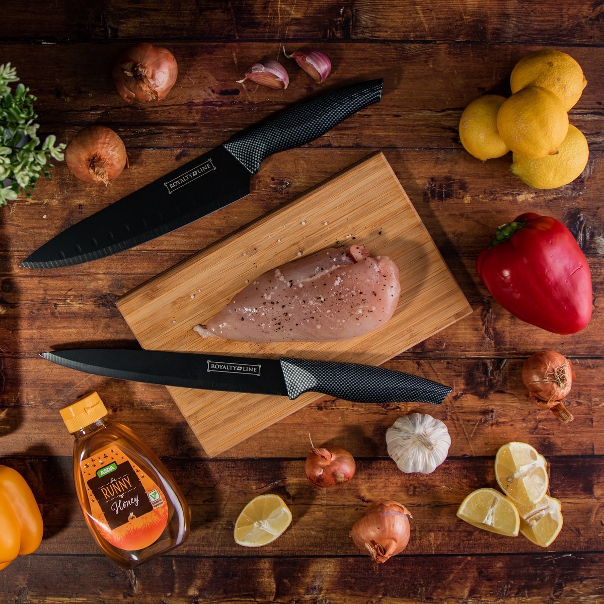 Knife Set - Non-stick coating - Non-slip handles - 6pcs - Black - Royalty Line - Image 10