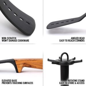 Kitchenware Set Wood Look – 6Piece Cookware Set – BPA-Free – Cooking – Hangable – Heat Resistant – With Carousel – Kitchenset – Royalty Line