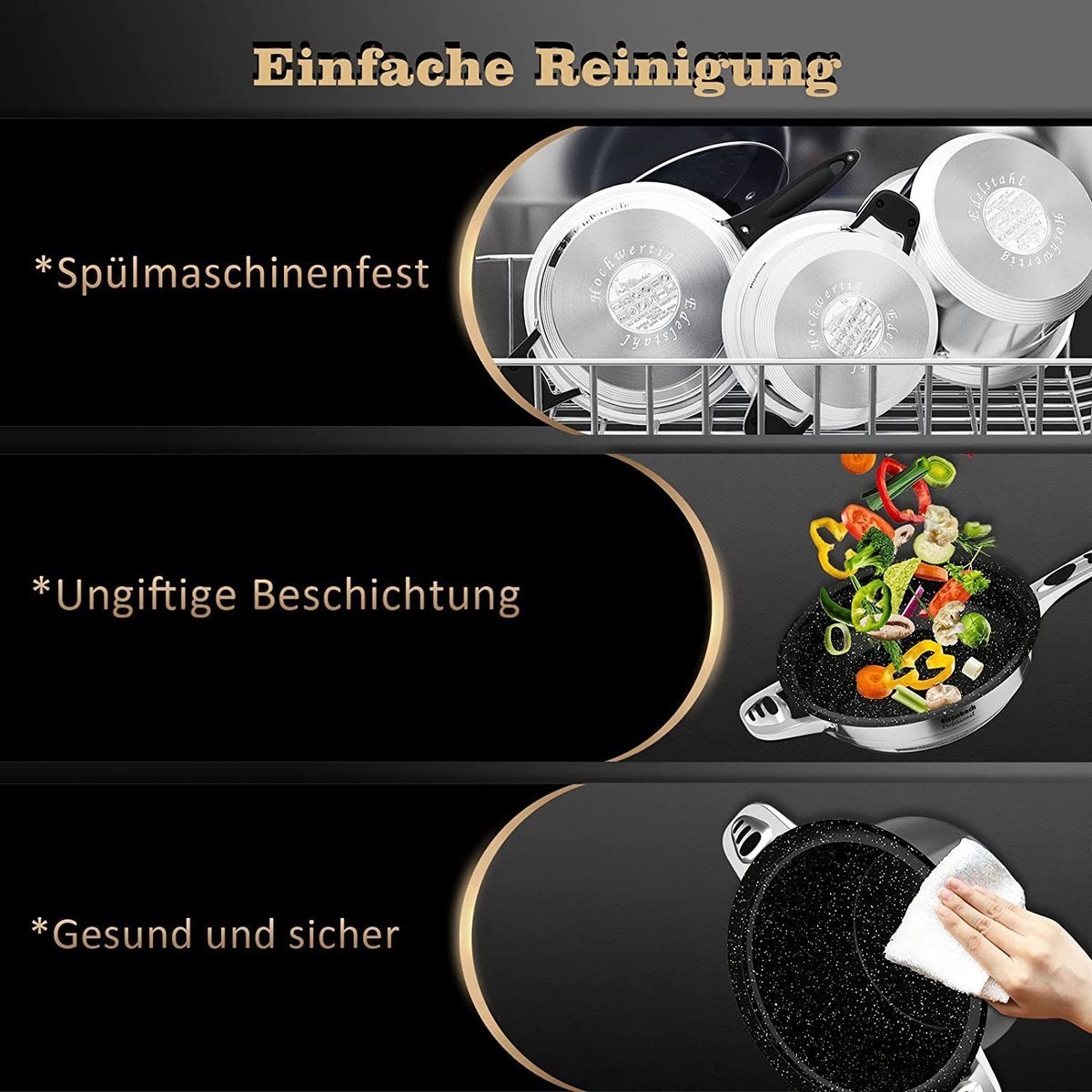 Cookware Set - Stainless Steel- 16Pcs- Glass Lid - Royalty Line - Image 9