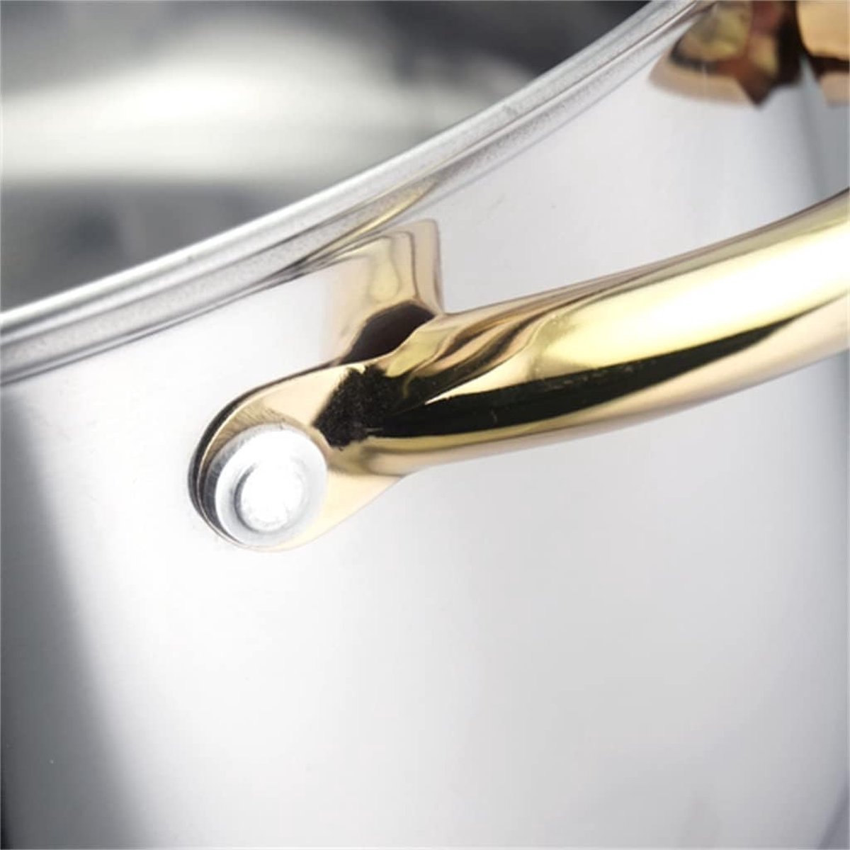 Cookware Set - Stainless Steel- 12Pcs - Gold Handles - Royalty Line - Image 9