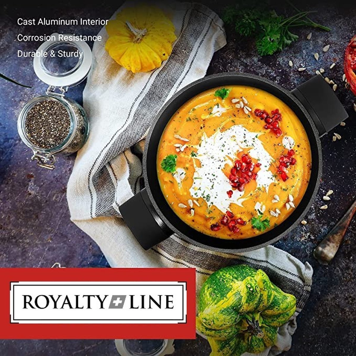 Casserole - Die Cast - Non Stick Greblon Marble Coated - 20 cm / 2 L - Royalty Line - Image 5