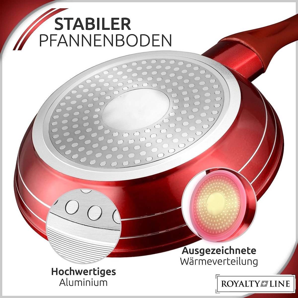 Frypan - Die Cast - Non Stick Marble Coated -28 cm - Red - Royalty Line - Image 4