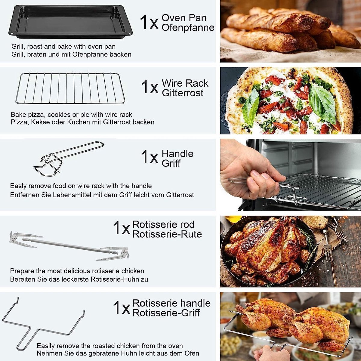 Mini Oven - 48 Liters - 2000W - Timer - 6 Programs - Black - Royalty Line - Image 16