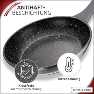 Frypans SET – Forged Alu – Non Stick Marble Coated – ø 20/24/28 cm – BLACK – Royalty Line