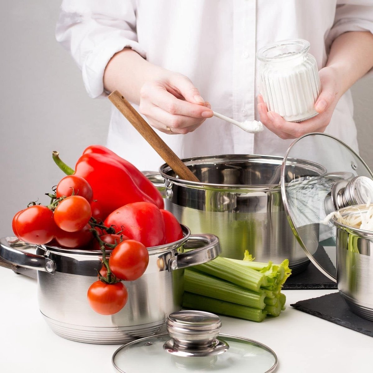 Pots Deep Sets - Stainlees Steel Stock - 6PCS - 11/13/16 L - Royalty Line - Image 4