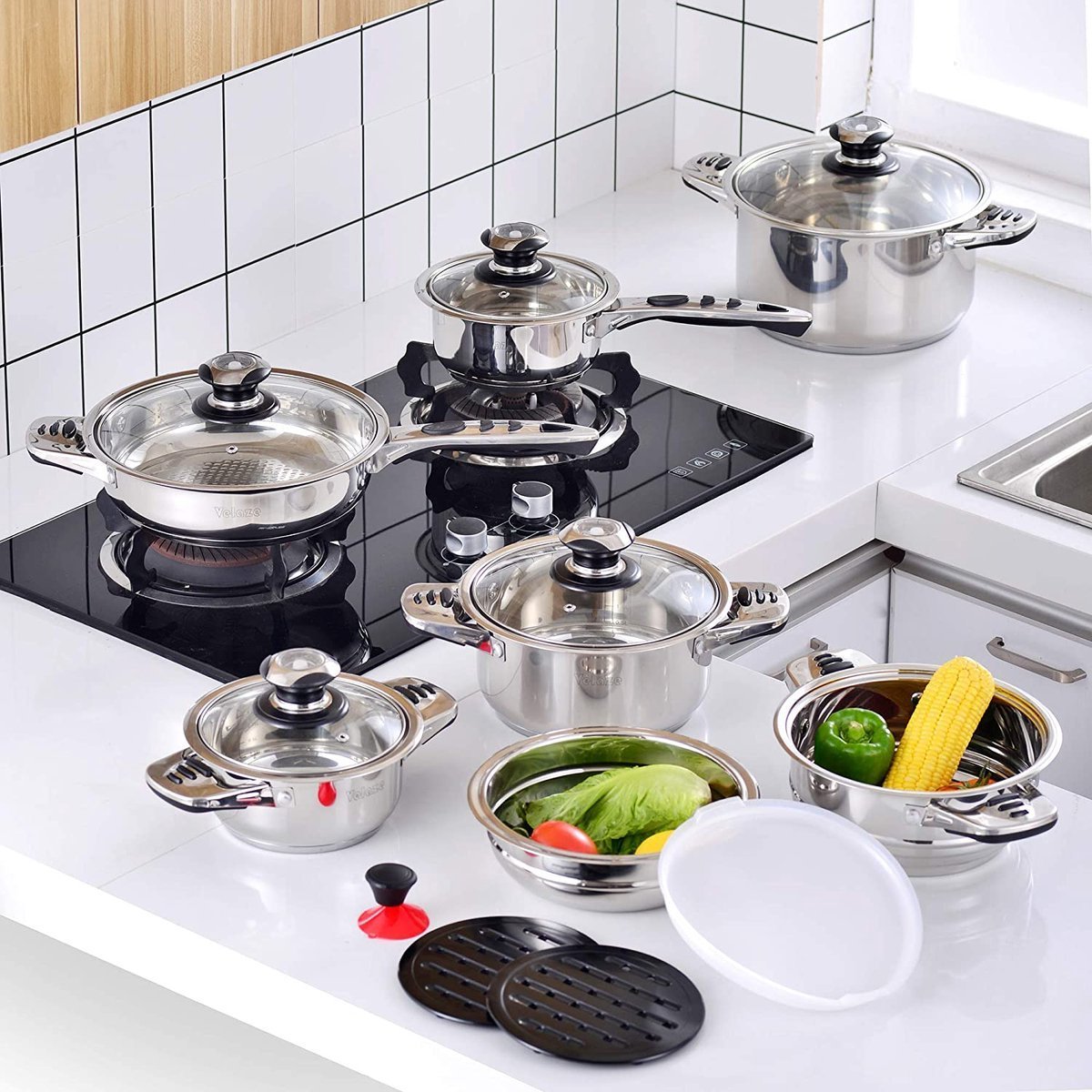 Cookware Set - Stainless Steel- 16Pcs- Metal Lid - Royalty Line - Image 12