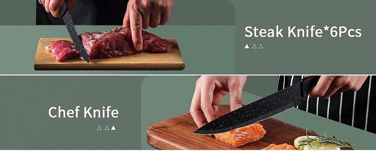 Knife Set - Non-stick coating - 6pcs - Black - Royalty Line - Image 4