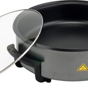 Electric Party Pan with Glass Lid and Non-Stick Coating – 5 Adjustable Heat Levels – 1500W – Ø36cm – Black