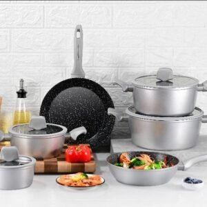 Cookware New Collection – Forged Alu Set – 10Pcs – SILVER – Royalty Line