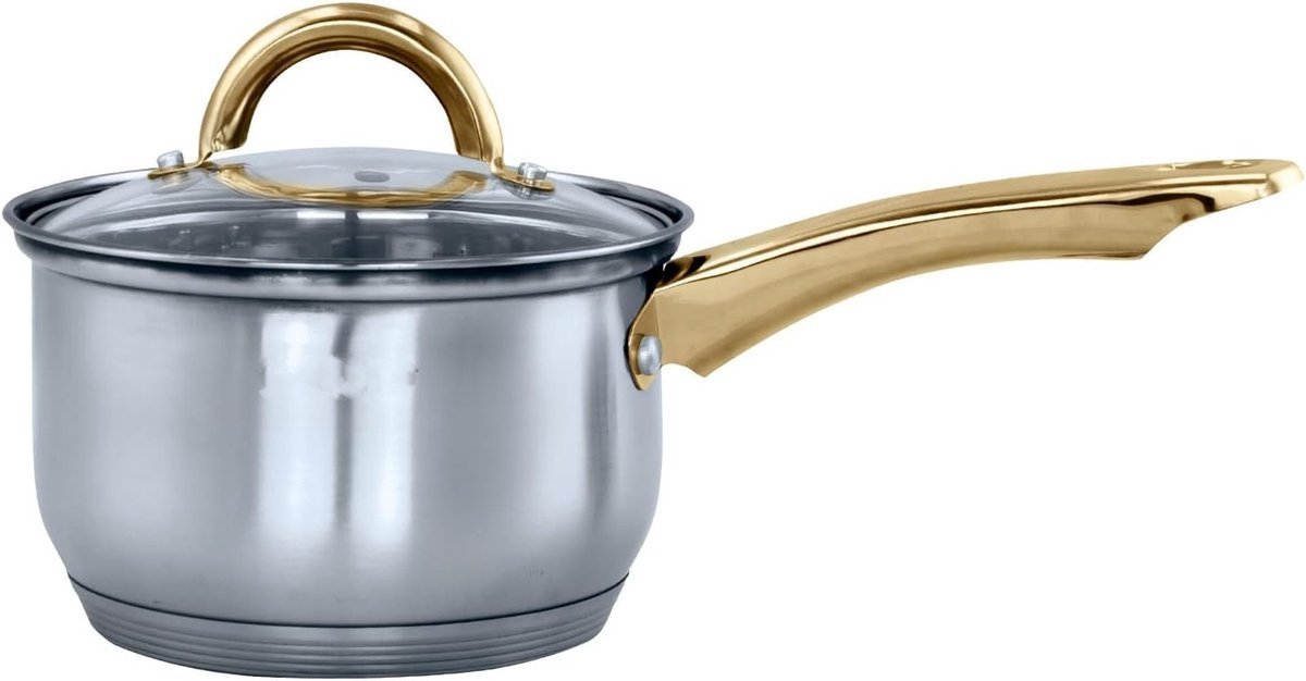 Cookware Set - Stainless Steel- 12Pcs - Gold Handles - Royalty Line - Image 4