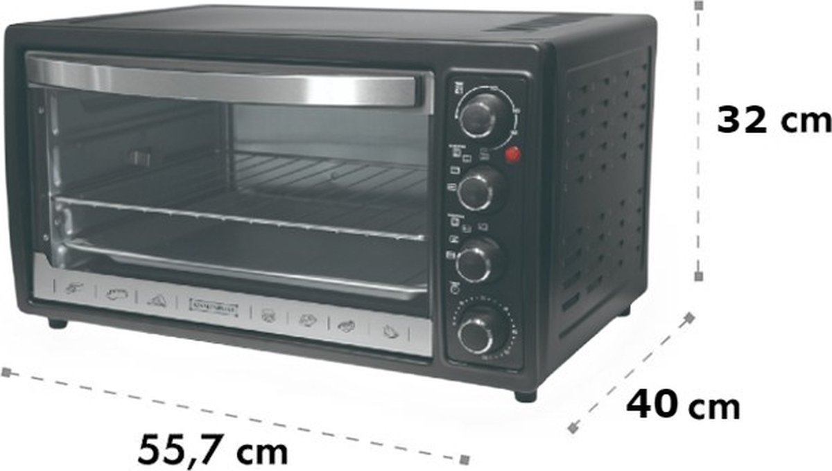Mini Oven - 48 Liters - 2000W - Timer - 6 Programs - Black - Royalty Line - Image 6