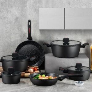 Cookware New Collection – Forged Alu Set – 10Pcs – BLACK – Royalty Line