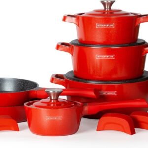 Cookware Set Die Cast Alu – 14Pcs – Red – Royalty Line