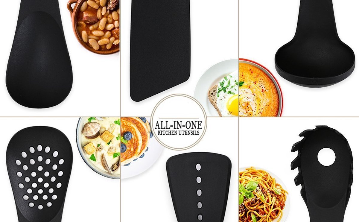 Kitchenware Set Wood Look - 6Piece Cookware Set - BPA-Free - Cooking - Hangable - Heat Resistant - With Carousel - Kitchenset - Royalty Line - Image 5