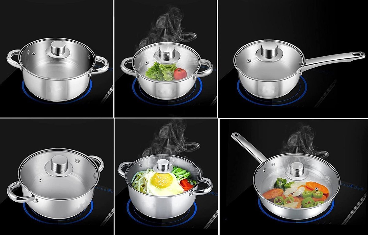 Cookware Set - Stainless Steel- 12Pcs - Royalty Line - Image 3